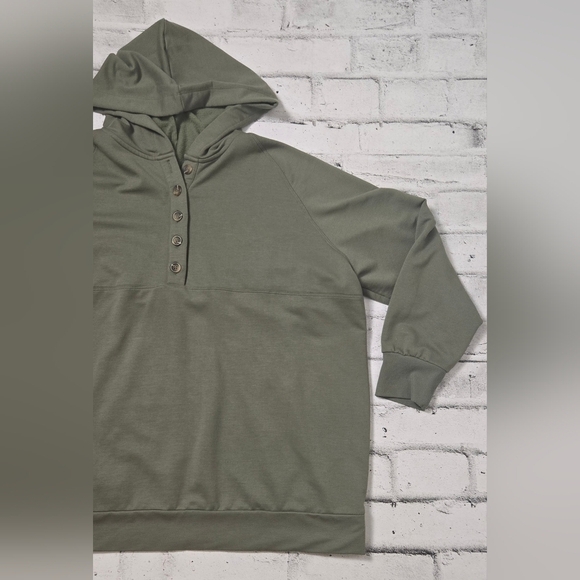Ricki’s Olive Green Button Front Hoodie Soft Casual Sweatshirt - Size XXL - Picture 9 of 11